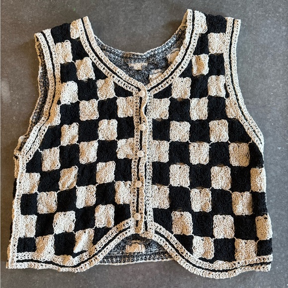 SHEIN Tops - Crochet Checkered Vest